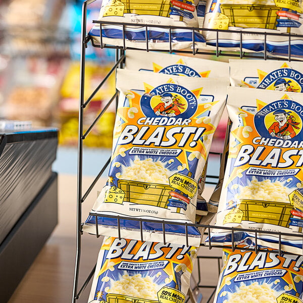 PIRATE'S BOOTY Cheddar Blast Rice and Corn Puffs with Extra White Cheddar 1.25 oz. - 12/Case