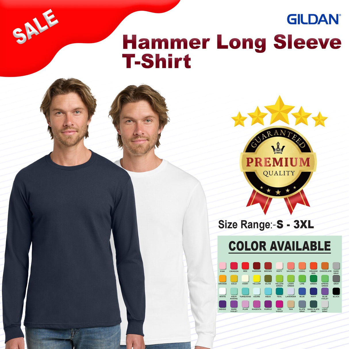 Gildan® Hammer Crewneck Long Sleeve T-Shirt