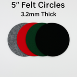 Acrylic Felt Circles 5 Inch Pack of 5