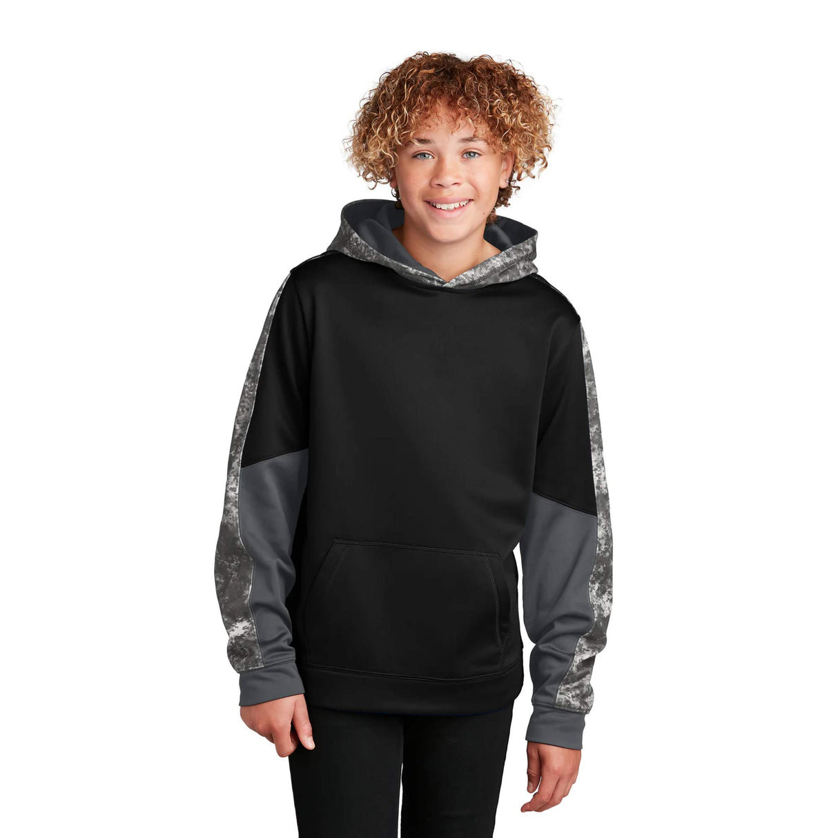 Youth Sport-Wick Mineral Freeze Fleece Colorblock Hooded Pullover
