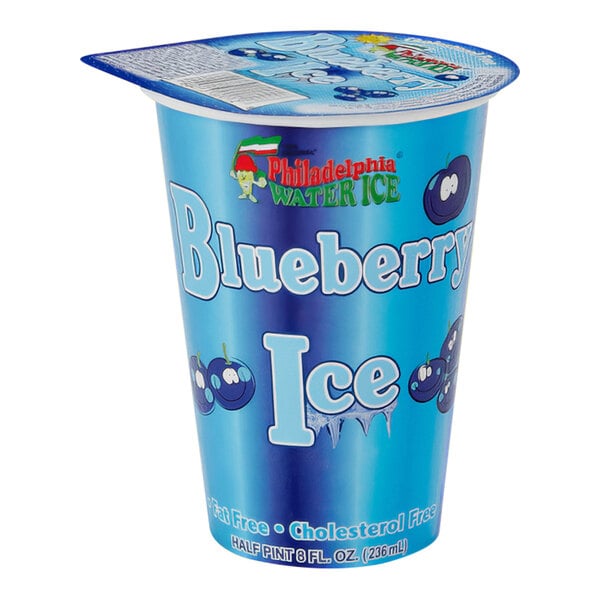 Philadelphia Water Ice Blueberry Italian Ice 8 oz. Cup - 12/Case