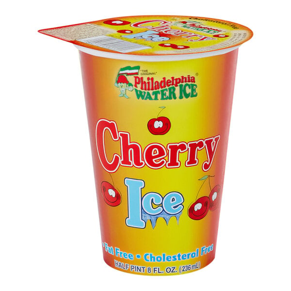 Philadelphia Water Ice Cherry Italian Ice 8 oz. Cup - 12/Case