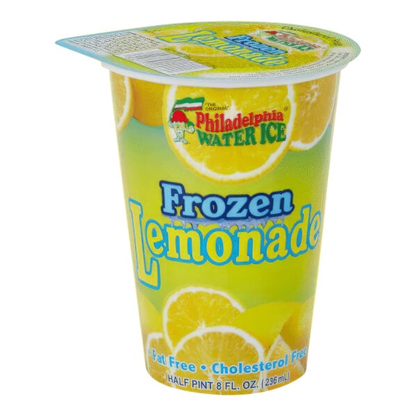 Philadelphia Water Ice Lemonade Italian Ice 8 oz. Cup - 12/Case