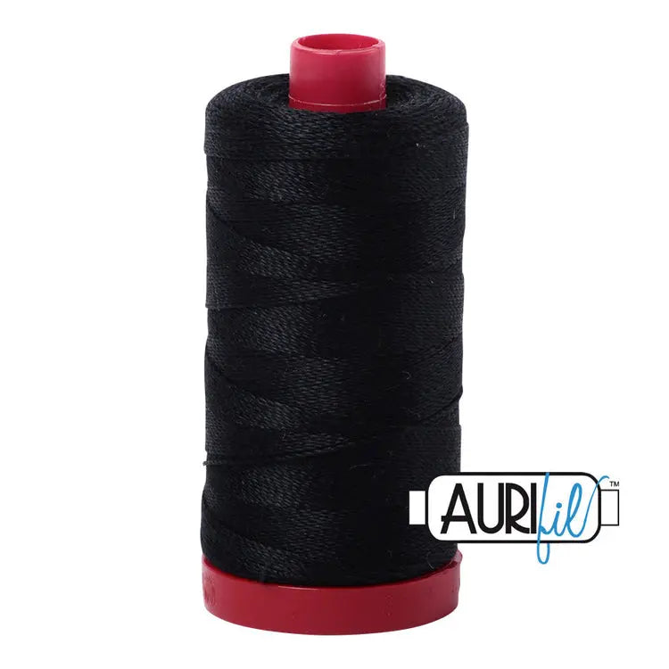 Cotton Thread 12wt Black Aurifil Large Spool