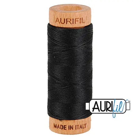 Black Aurifil Cotton 80wt Thread Spool