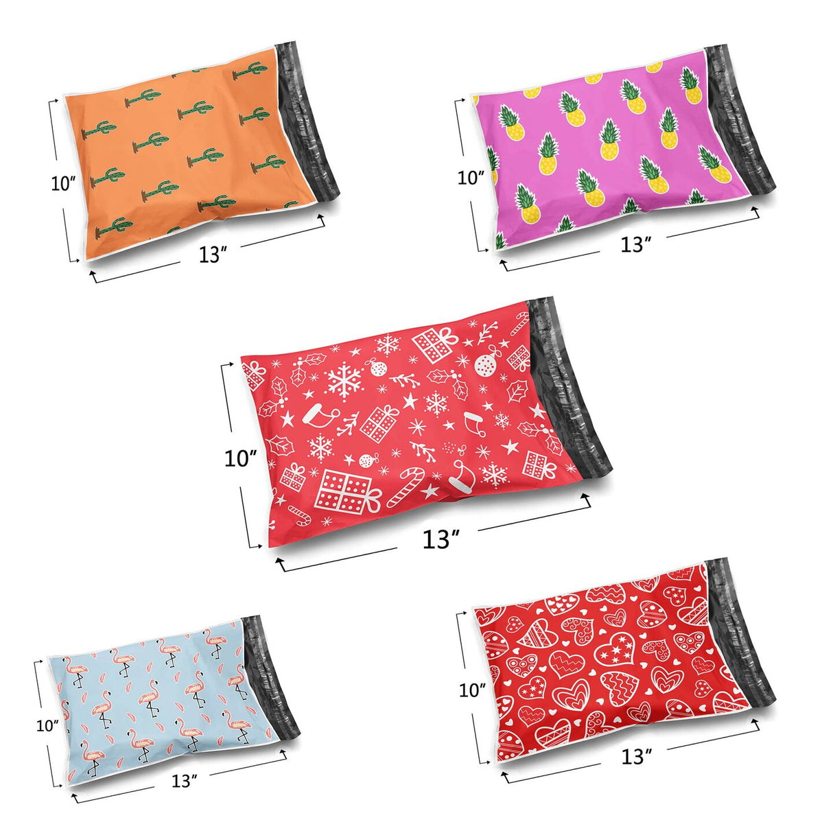 Design Poly Mailer Envelopes 10" x 13" Glossy Multi Pack & Design