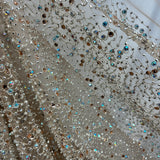 Beaded Lace Fabric on Polyester Net Mesh