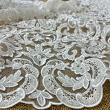 1 Yard Beaded Lace Fabric Embroidered on Polyester Net Mesh 51" Wide Elegant Special Occasion Fabric