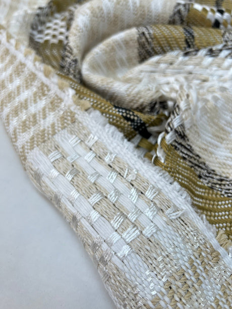 Wool Tweed Blend Checked Beige-Green with Lurex