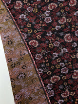Cotton Jacquard Floral Fabric Red Black
