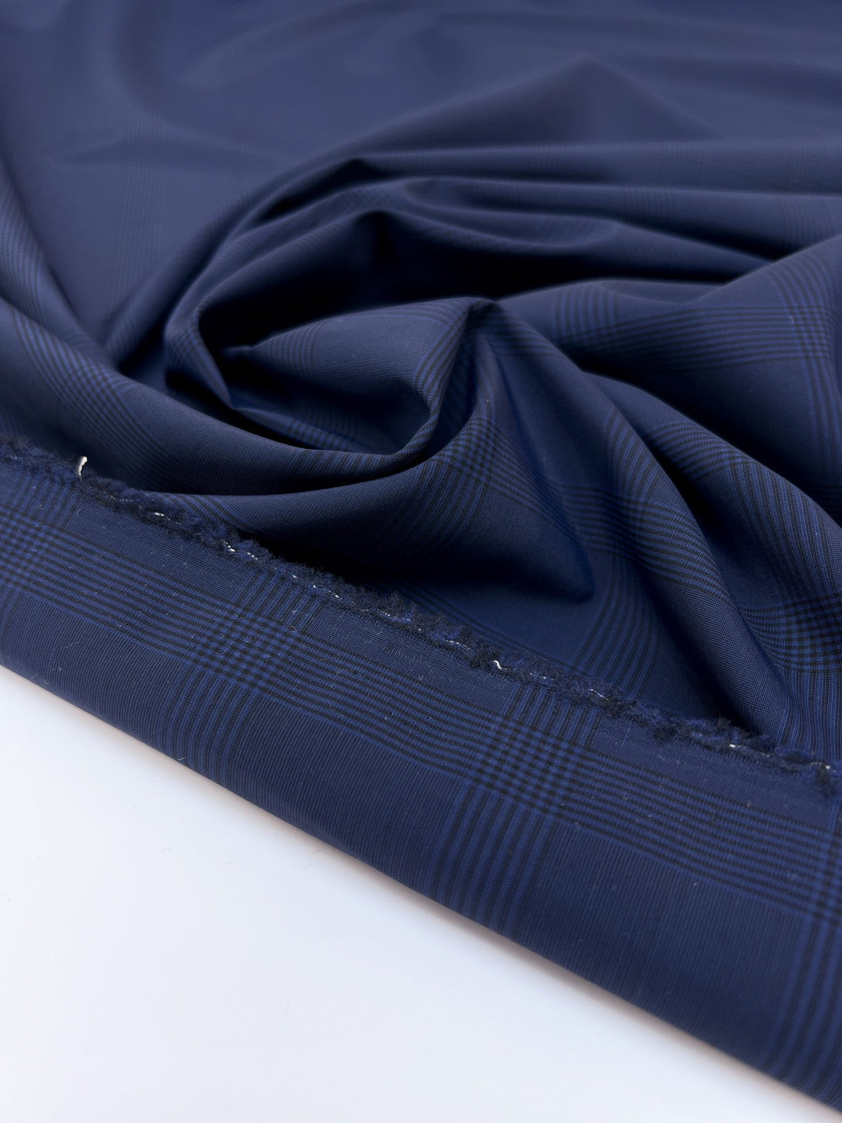 Virgin Wool Tweed Checked Blue Black
