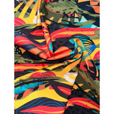 African Print Stretch Cotton Satin Fabric - Orange, Yellow, Teal, Green, Blue, Black Kalahari Camo, 58" Width (1 Yard)