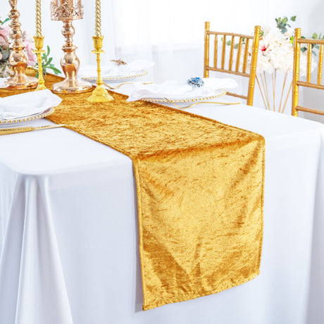 Crushed Velvet Table Runner 13x108 Gold