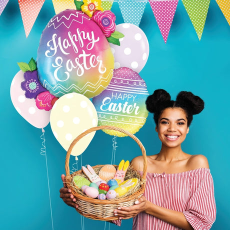 Easter Egg Flowers Foil Balloon