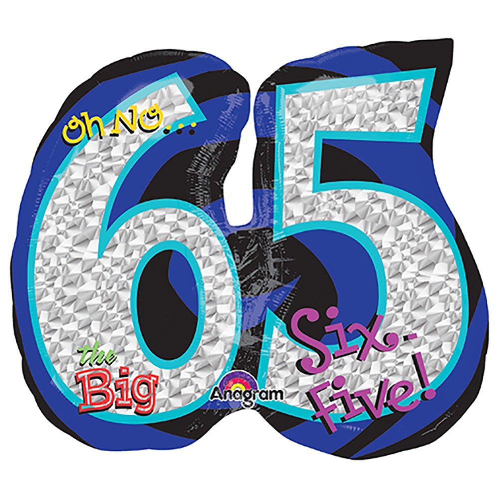Foil Balloon 65th Birthday Silver