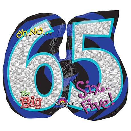 Foil Balloon 65th Birthday Silver