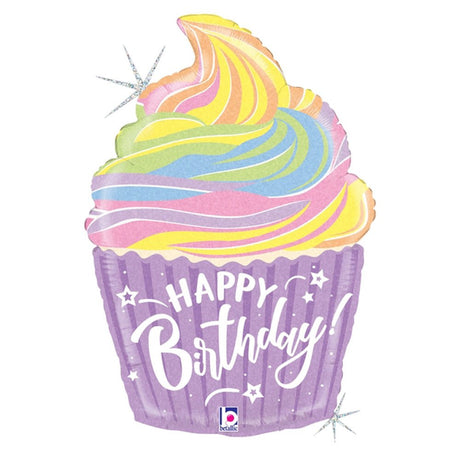 Foil Balloon Girls Pastel Birthday Cupcake 27 Inch