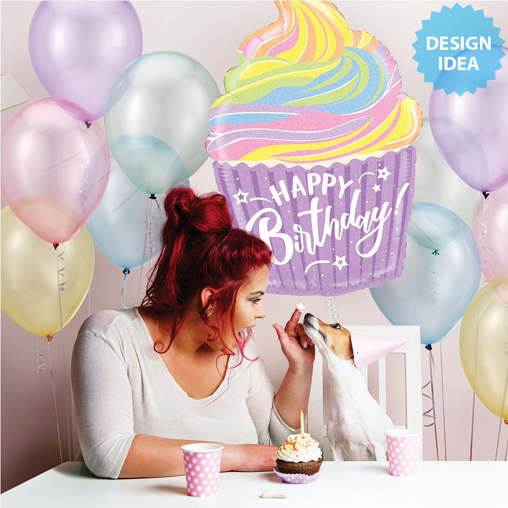 Foil Balloon Girls Pastel Birthday Cupcake 27 Inch
