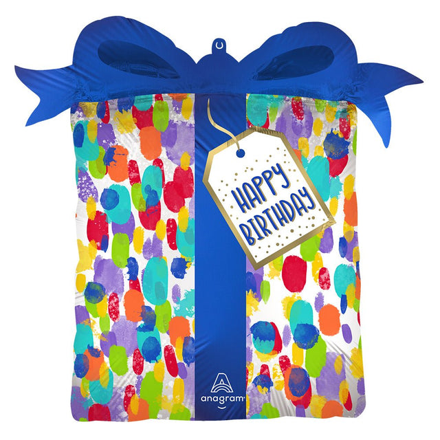 Birthday Foil Balloon 27 Inch Satin Painterly Dots