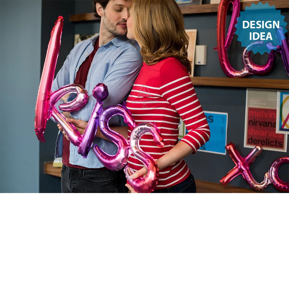 Foil Balloon Ombre Kiss Phrase