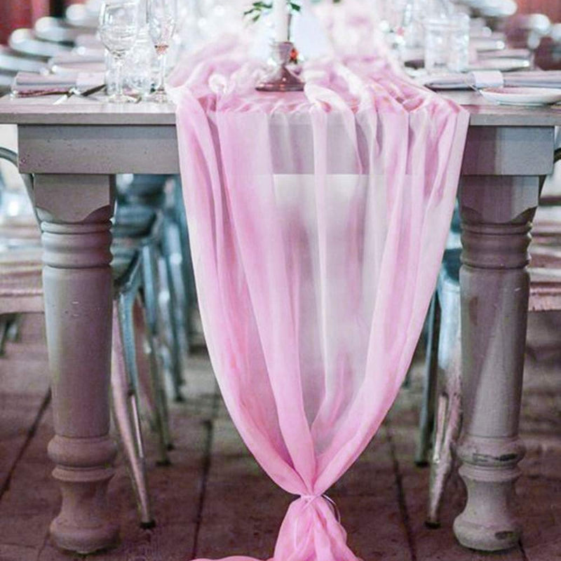 Extra Long Chiffon Wedding Table Runner Polyester Chiffon Fabric - 27" Wide, Sheer, Serged Edge (1 Runner)