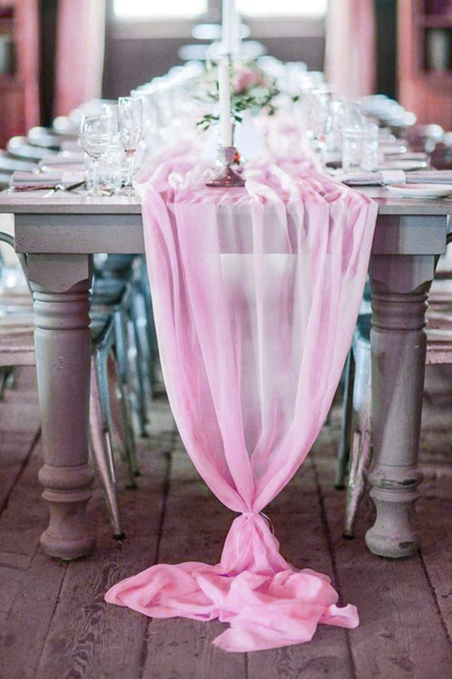 Extra Long Chiffon Wedding Table Runner Polyester Chiffon Fabric - 27" Wide, Sheer, Serged Edge (1 Runner)