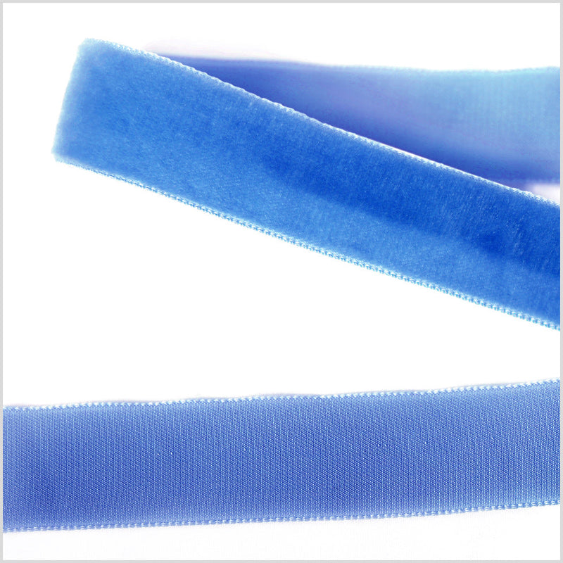 Single Faced Velvet Ribbon Made in Italy - 7/8" - Evening Blue - Sabine Collection