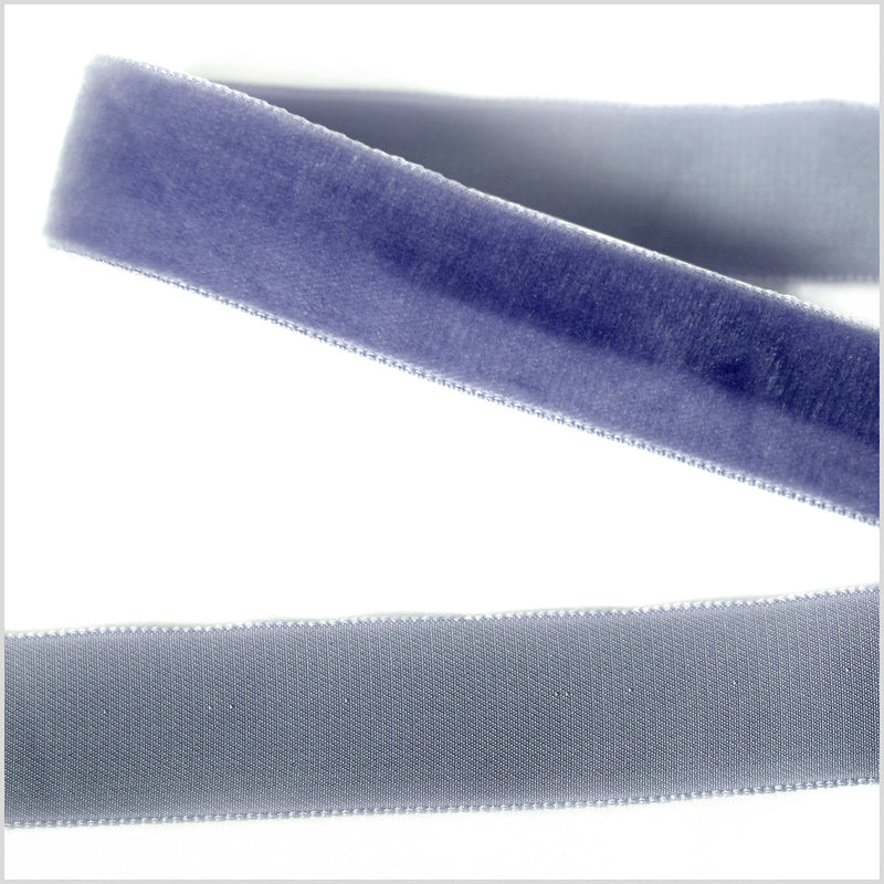 Single Faced Velvet Ribbon Made in Italy - 7/8" - Amparo Blue - Sabine Collection