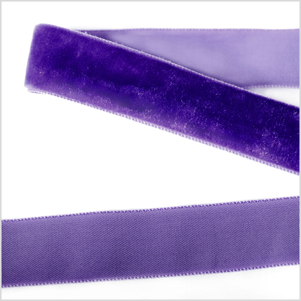 Single Faced Velvet Ribbon Made in Italy - 7/8" - Purple - Sabine Collection