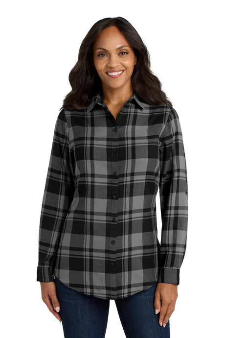Port Authority® Plaid Tunic Flannel Shirt Women