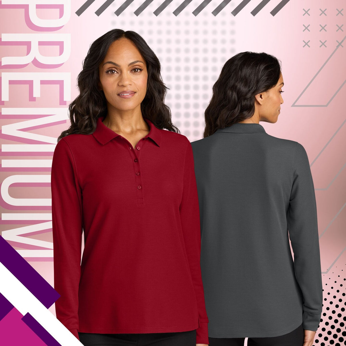 Port Authority® Womens Wearever Signature Pique Long Sleeve Polo Durable Comfortable Shirt