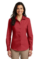 Port Authority® Women's Long Sleeve Carefree Poplin Shirt Lightweight Breathable Professional Top