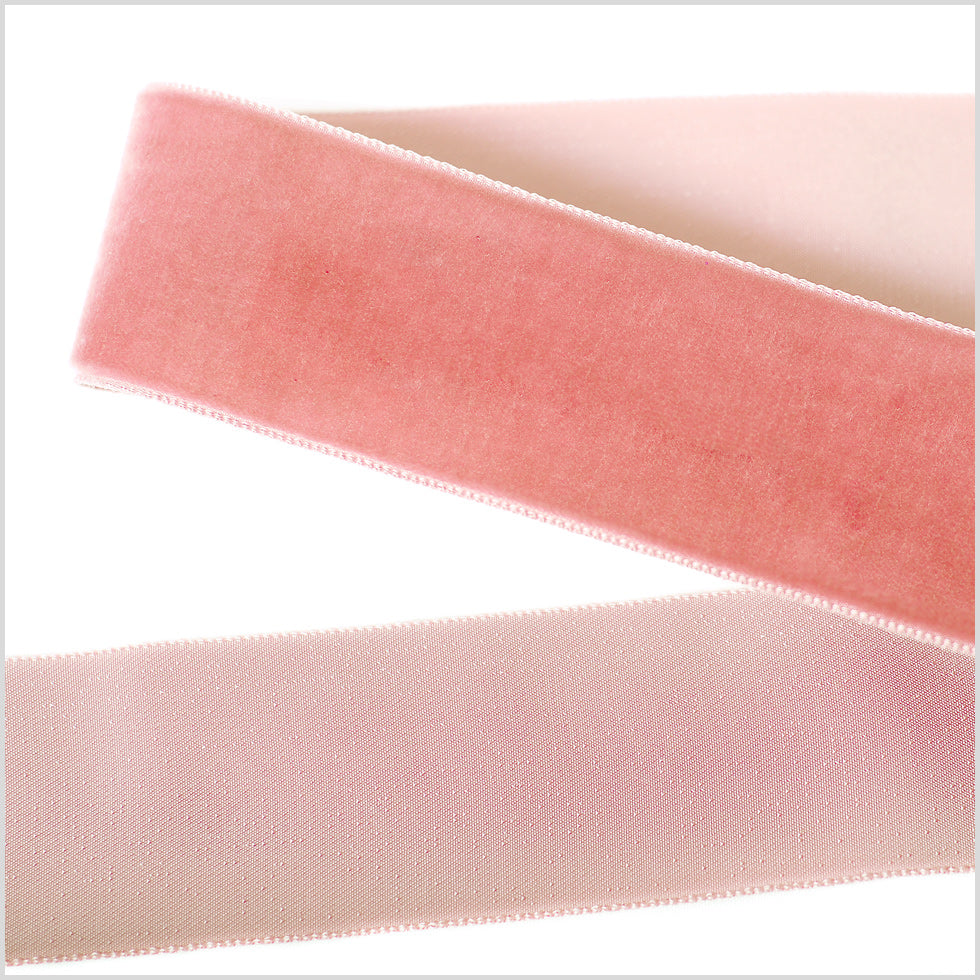 Single Faced Velvet Ribbon Made in Italy - 1.5" - Coral - Sabine Collection