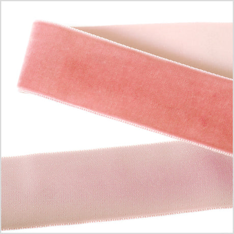 Single Faced Velvet Ribbon Made in Italy - 1.5" - Coral - Sabine Collection