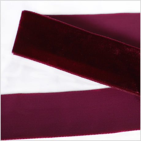 Single Faced Velvet Ribbon Made in Italy - 1.5" - Wine - Sabine Collection