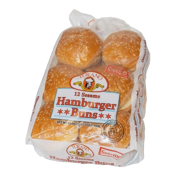 Turano Frozen Sesame Hamburger Bun 1.95 oz. - 96/Case