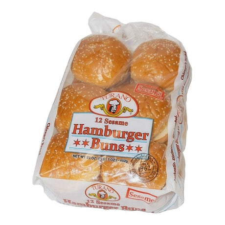Turano Frozen Sesame Hamburger Bun 1.95 oz. - 96/Case