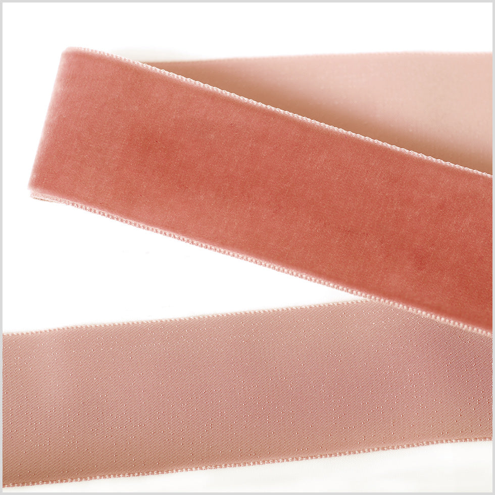 Single Faced Velvet Ribbon Made in Italy - 1.5" - Dusty Pink - Sabine Collection