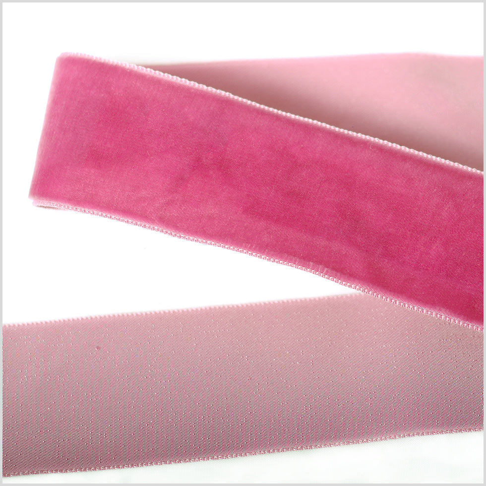Single Faced Velvet Ribbon Made in Italy - 1.5" - Beauty Pink - Sabine Collection