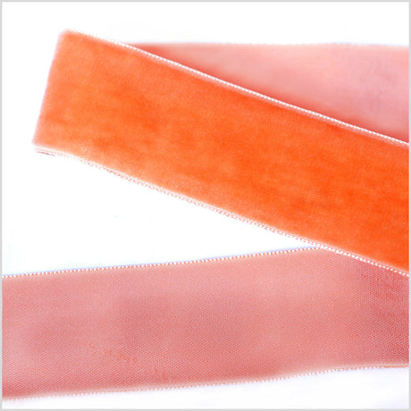 Single Faced Velvet Ribbon Made in Italy - 1.5" - Tangerine - Sabine Collection