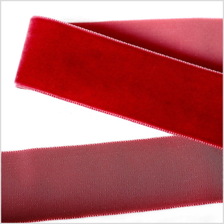 Single Faced Velvet Ribbon Made in Italy - 1.5" - Rouge Red - Sabine Collection