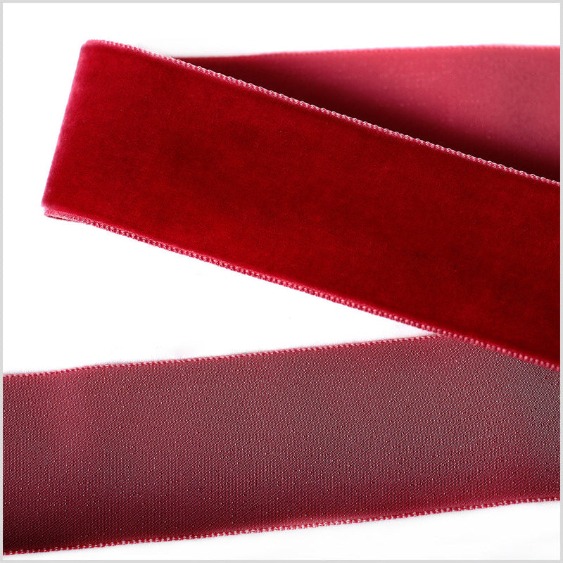 Single Faced Velvet Ribbon Made in Italy - 1.5" - Scarlet - Sabine Collection