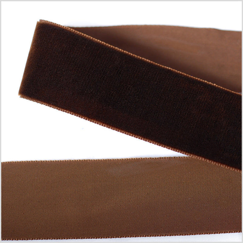 Single Faced Velvet Ribbon Made in Italy - 1.5" - Brown - Sabine Collection