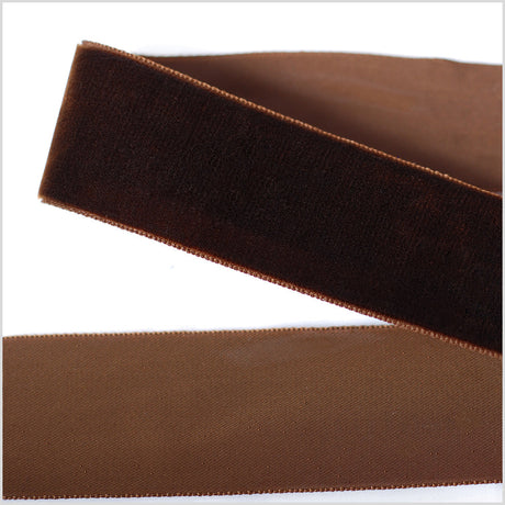 Single Faced Velvet Ribbon Made in Italy - 1.5" - Brown - Sabine Collection