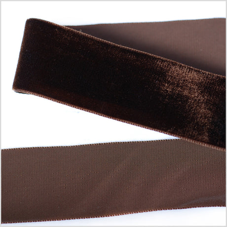 Single Faced Velvet Ribbon Made in Italy - 1.5" - Chocolate - Sabine Collection