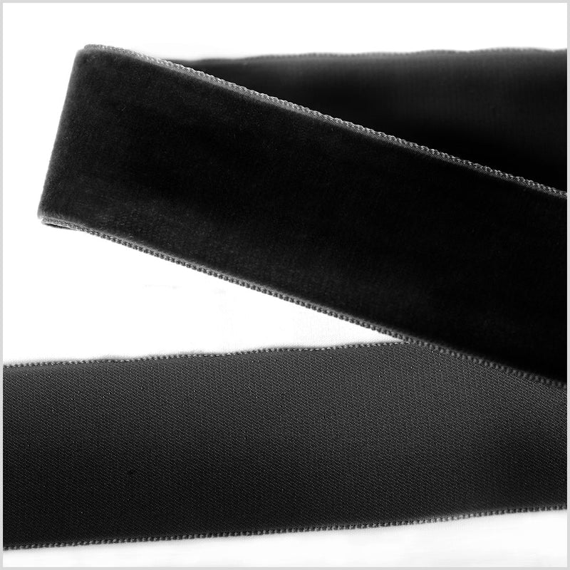 Single Faced Velvet Ribbon Made in Italy - 1.5" - Black - Sabine Collection