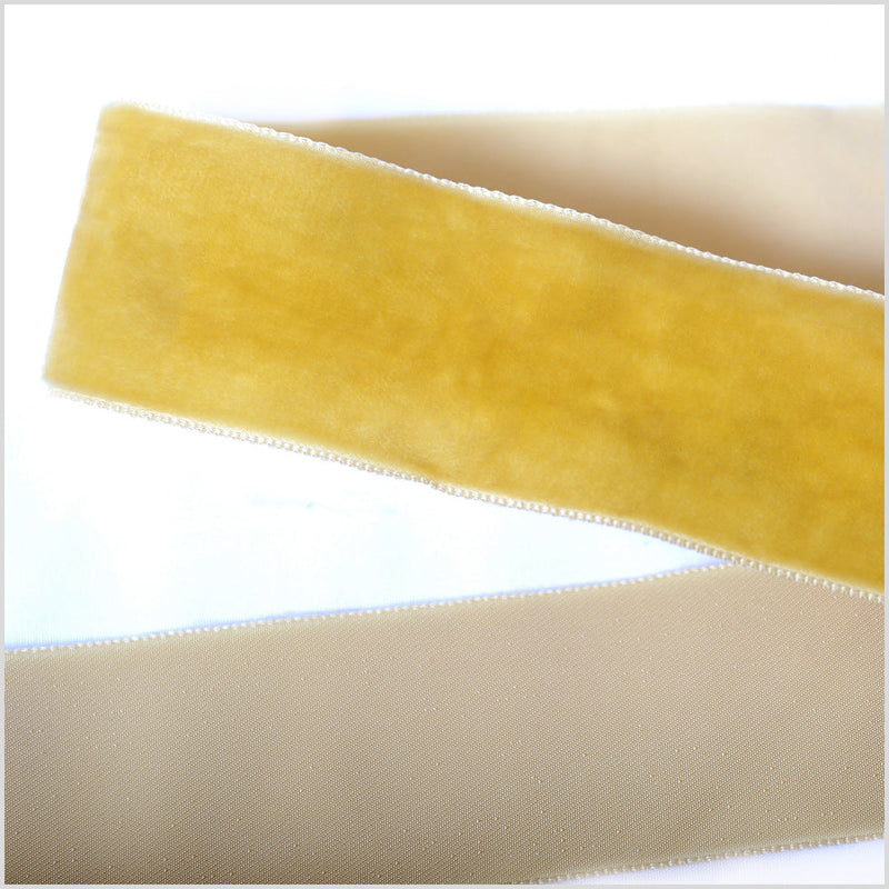 Single Faced Velvet Ribbon Made in Italy - 1.5" - Old Gold - Sabine Collection