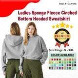 Bella + Canvas® Ladies Sponge Fleece Cinched Bottom Hooded Sweatshirt