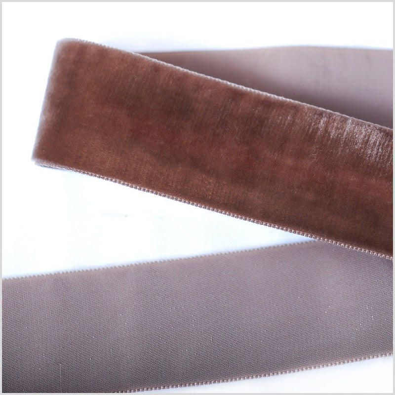 Single Faced Velvet Ribbon Made in Italy - 1.5" - Light Brown - Sabine Collection