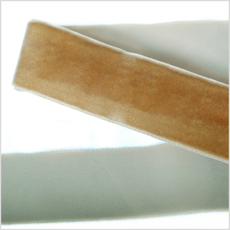 Single Faced Velvet Ribbon Made in Italy - 1.5" - Khaki - Sabine Collection